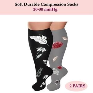 Unisex 20-30 mmHg Compression Socks 3XL Floral Double Gradient Medical‎ 2 Pack